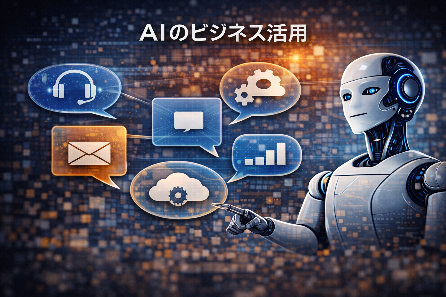 AI市場の拡大と今後のAIビジネスの発展を示す未来イメージ